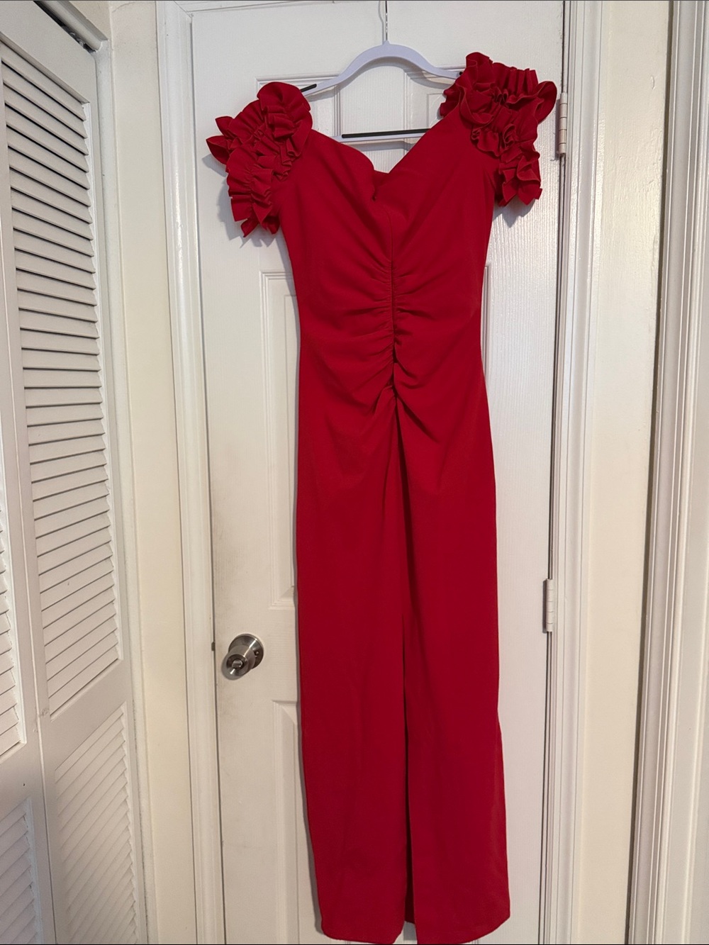 Red Ruffle-Sleeve Maxi Dress - Picture 2 of 2